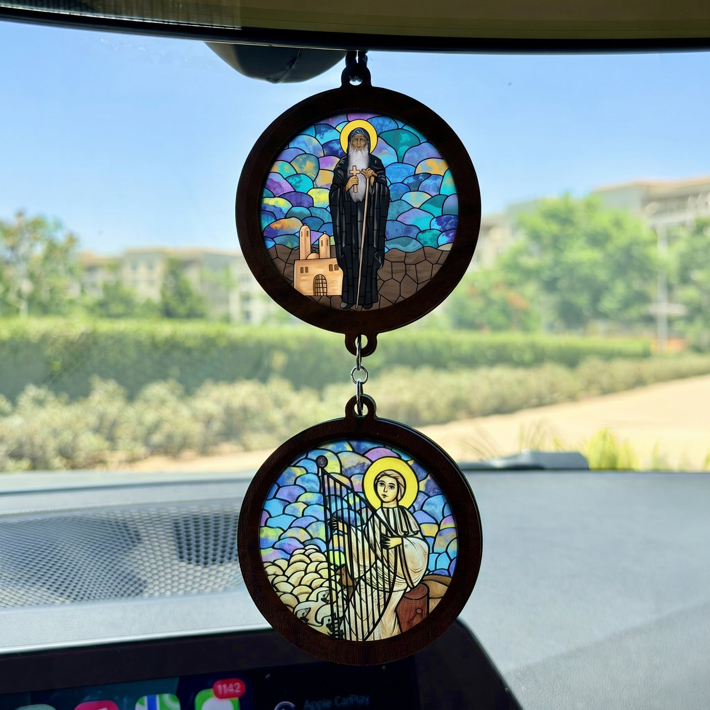 Double Icon Car Pendant