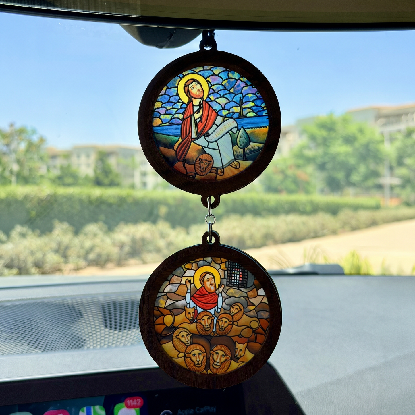 Double Icon Car Pendant