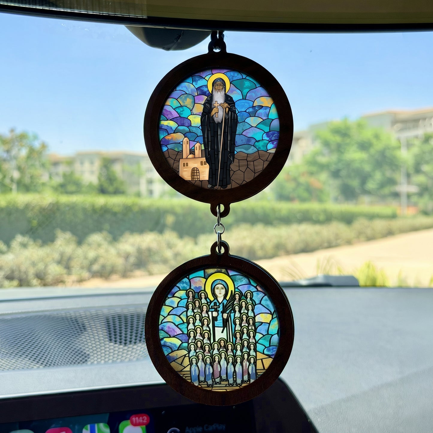 Double Icon Car Pendant