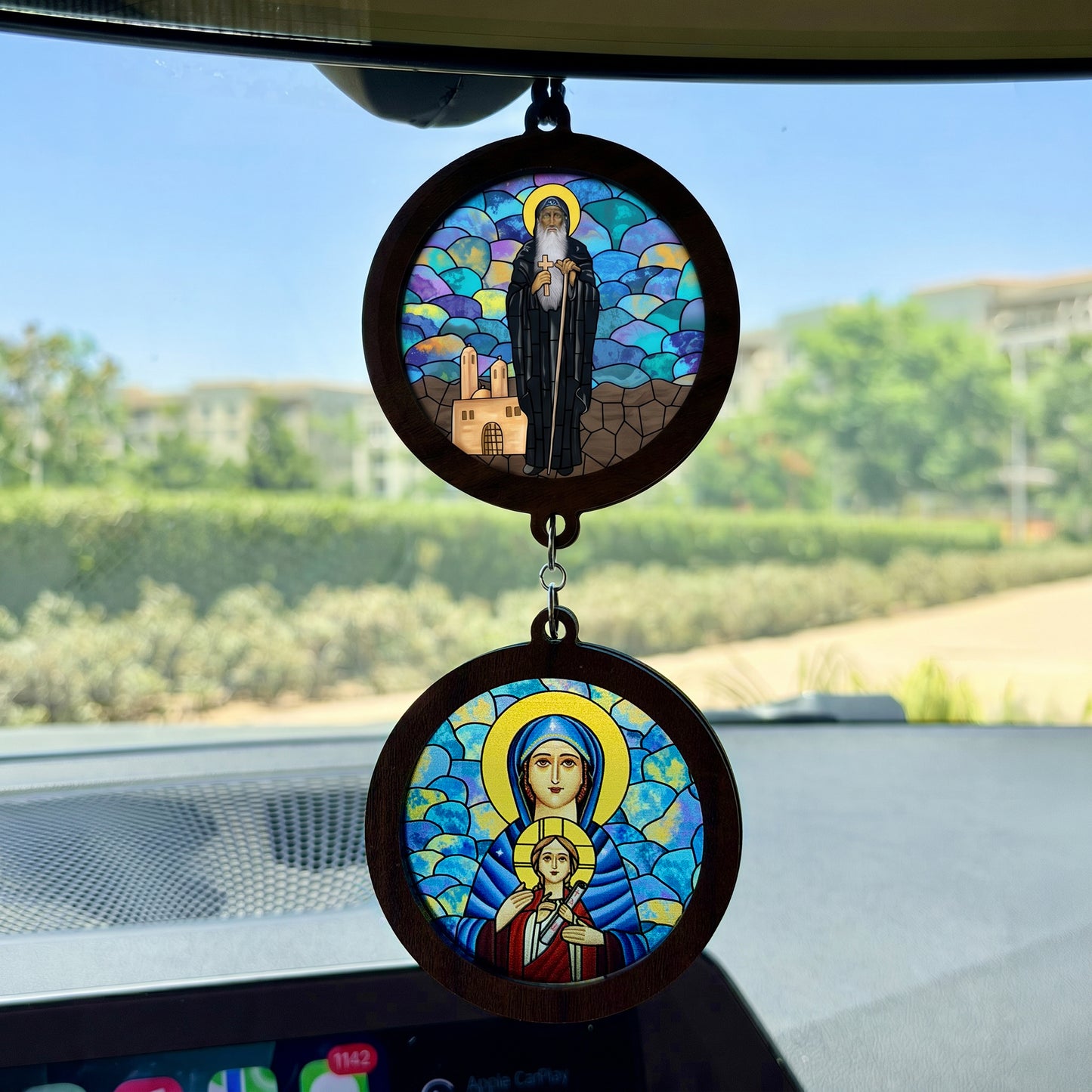 Double Icon Car Pendant