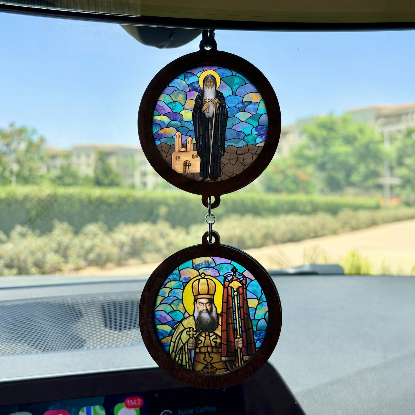 Double Icon Car Pendant