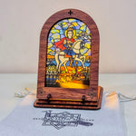 Load image into Gallery viewer, St. Abaskhairon - Illuminated Embossed Arch Glass
