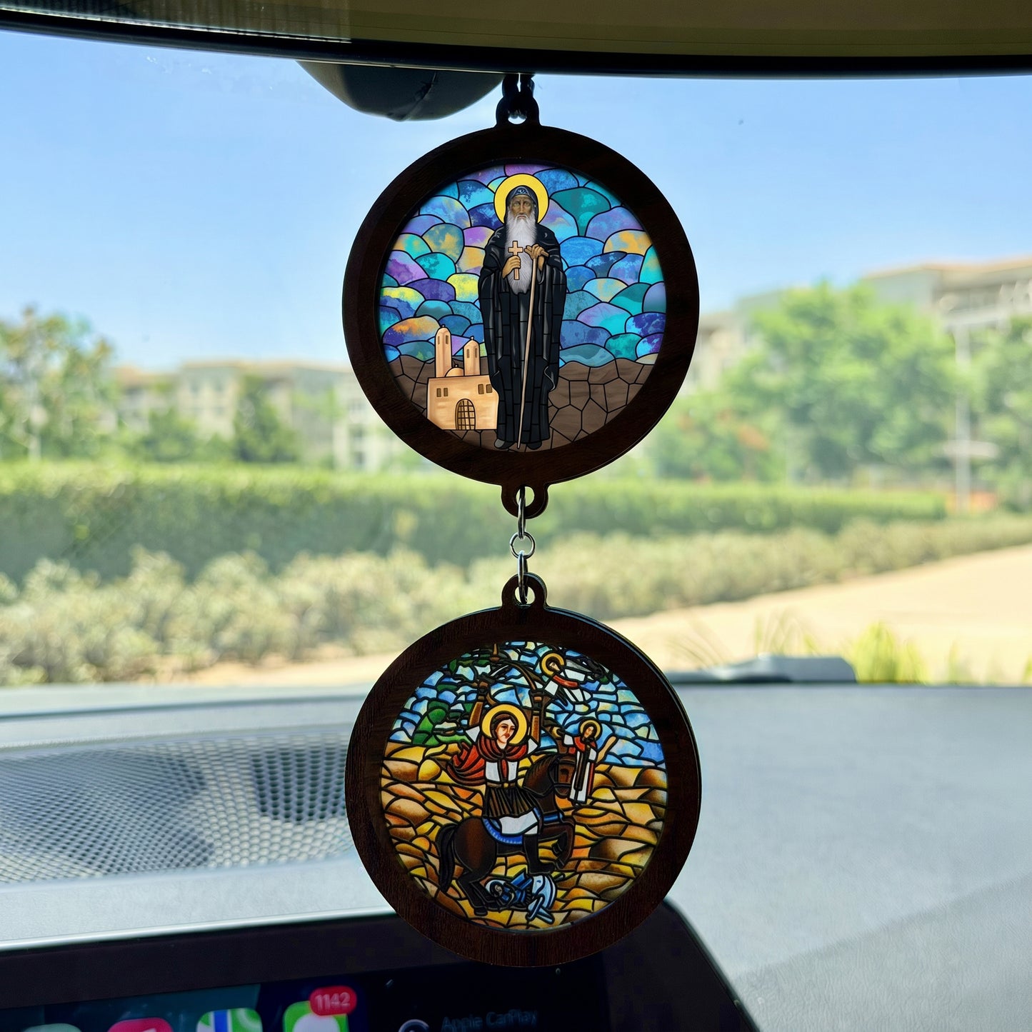 Double Icon Car Pendant