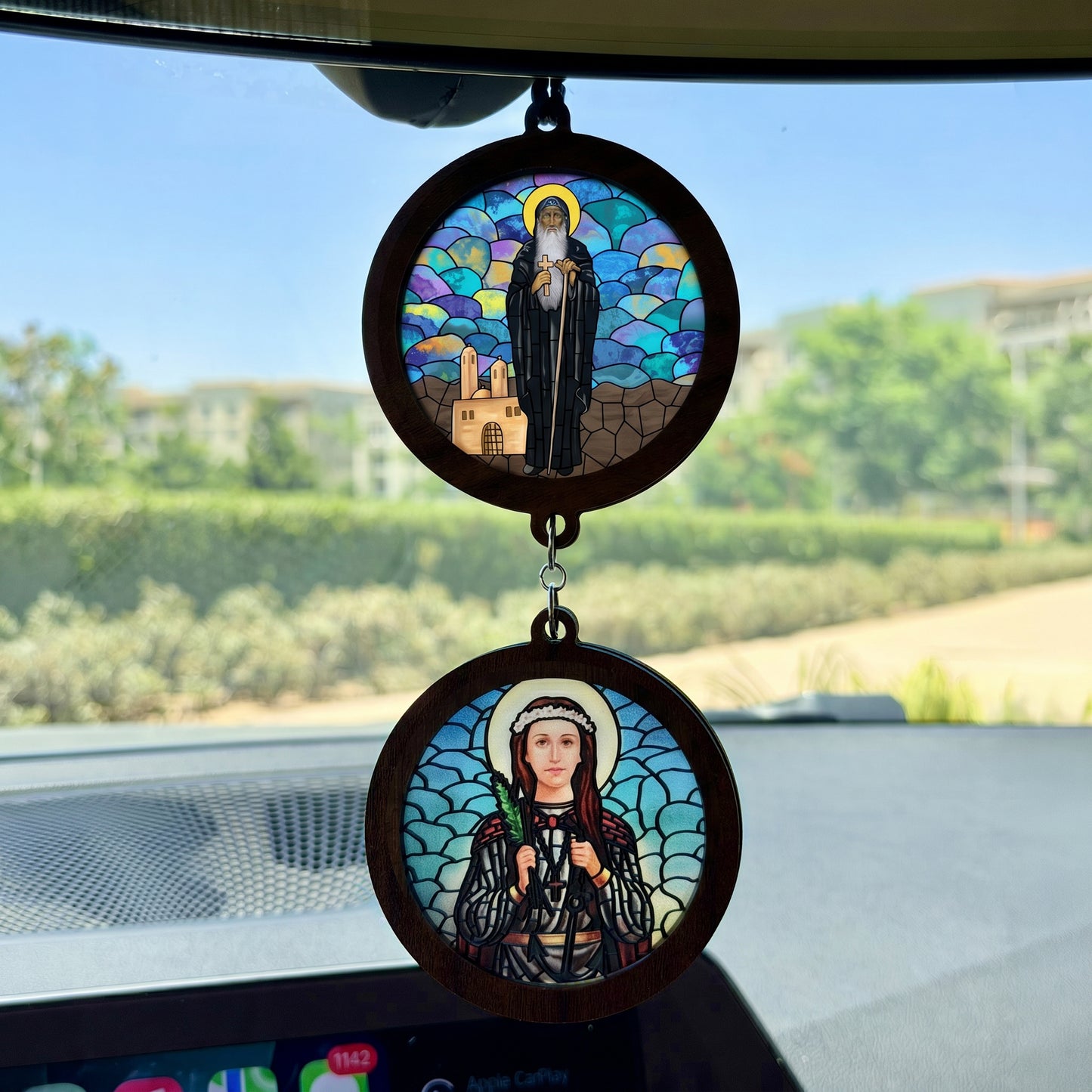 Double Icon Car Pendant
