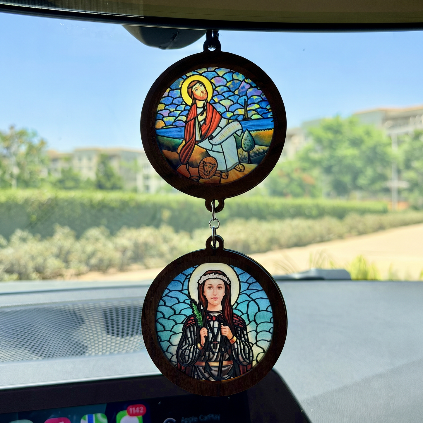 Double Icon Car Pendant