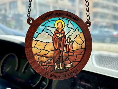 St. Mary of Egypt - Embossed Circular Glass