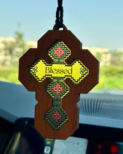(Customizable) Iota Cross - Embossed Car Pendant