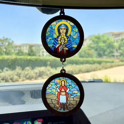 Double Icon Car Pendant