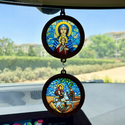 Double Icon Car Pendant
