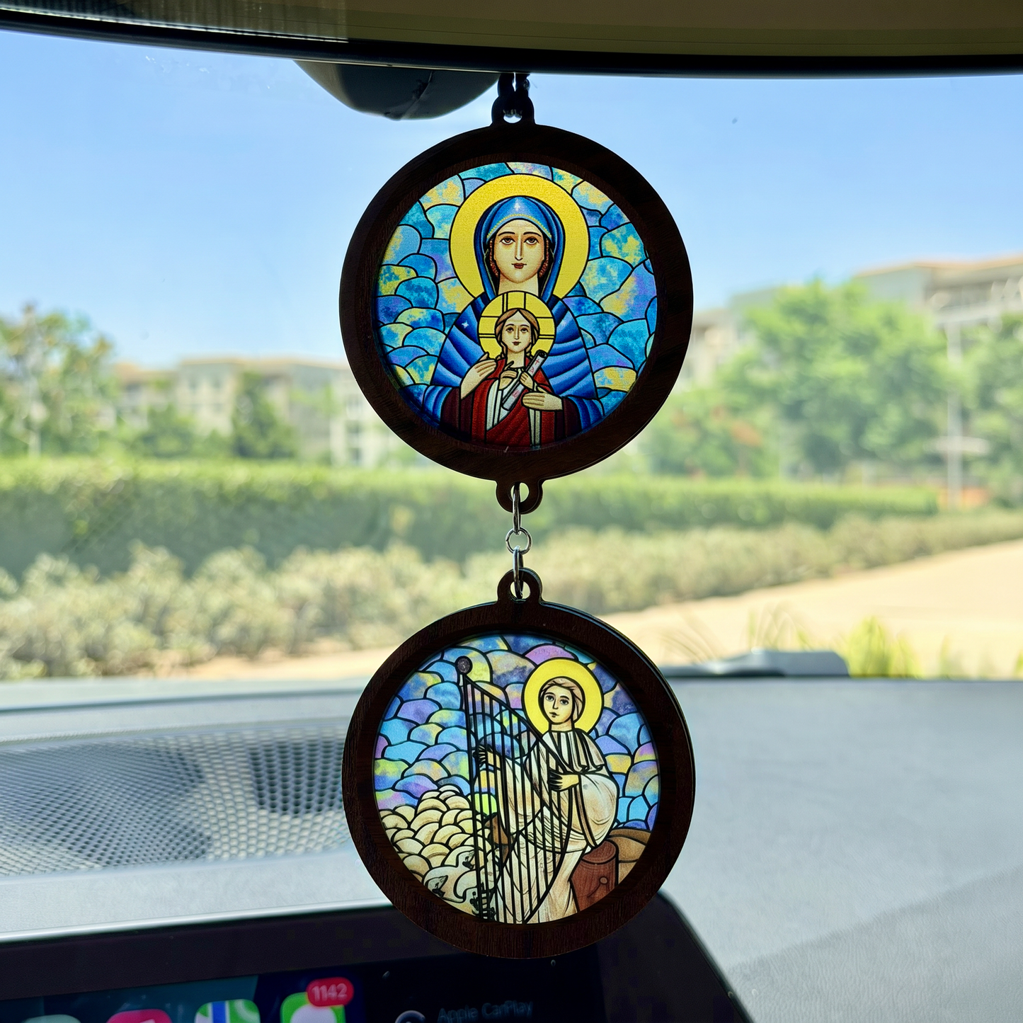 Double Icon Car Pendant
