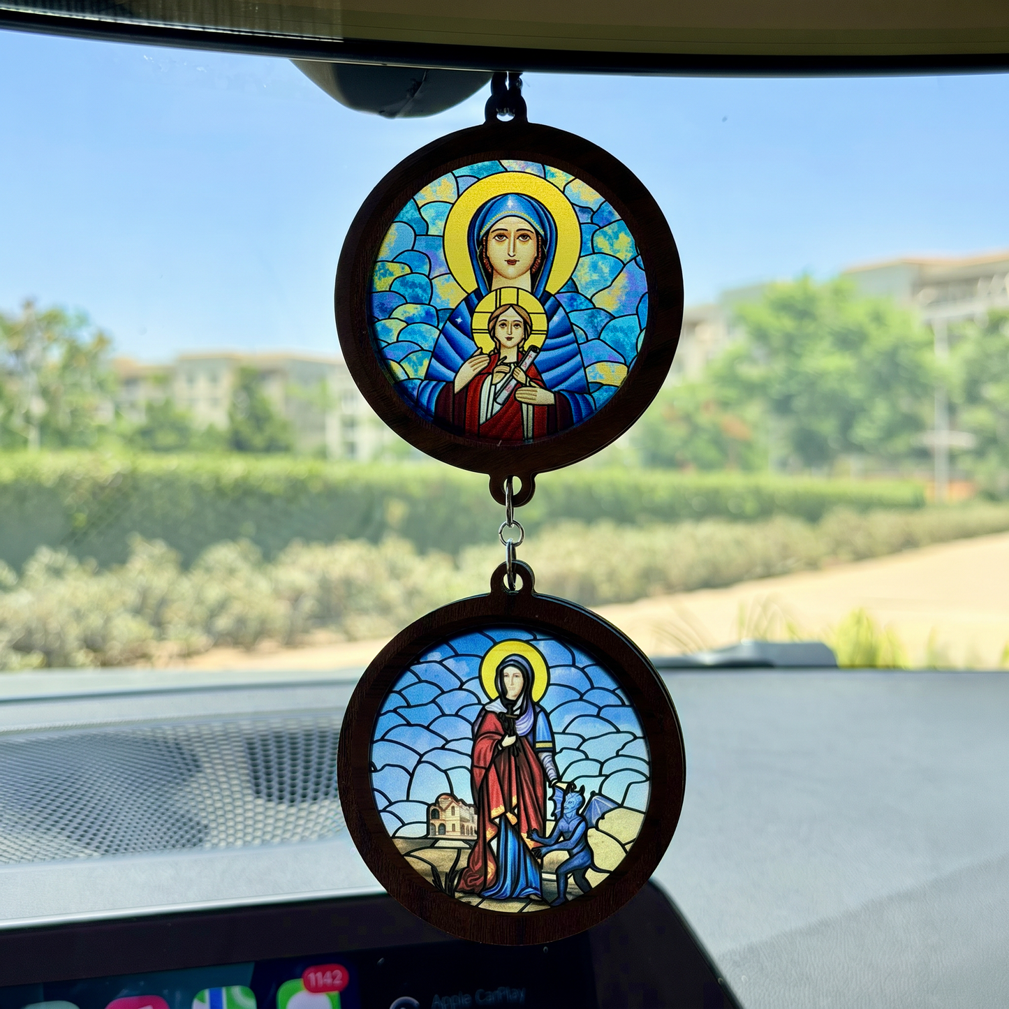 Double Icon Car Pendant