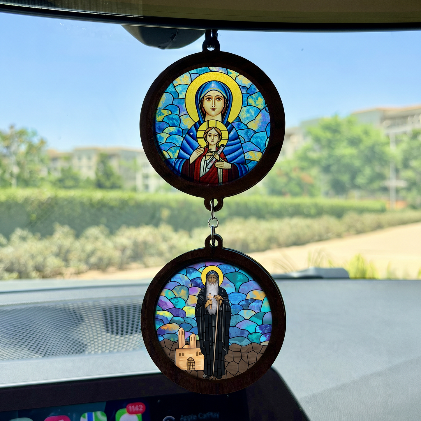 Double Icon Car Pendant