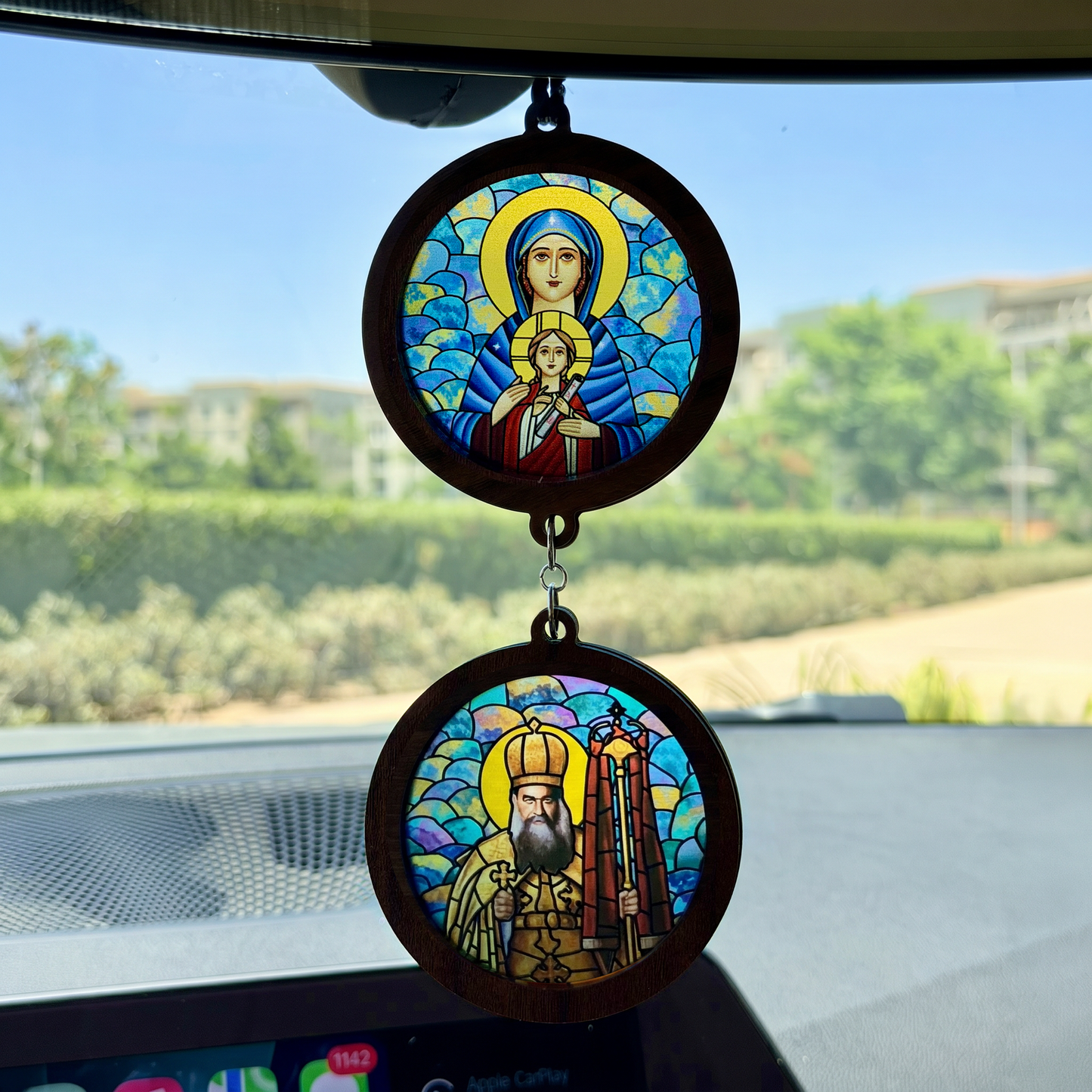 Double Icon Car Pendant