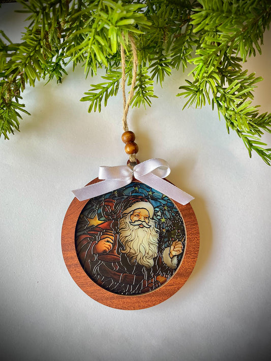 Santa Claus - Embossed Glass Ornament