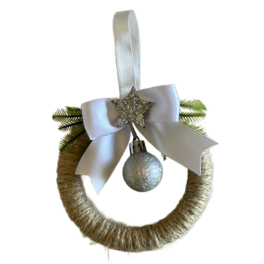 Handmade Beige Christmas Tree Ornament - Wreath - Ball