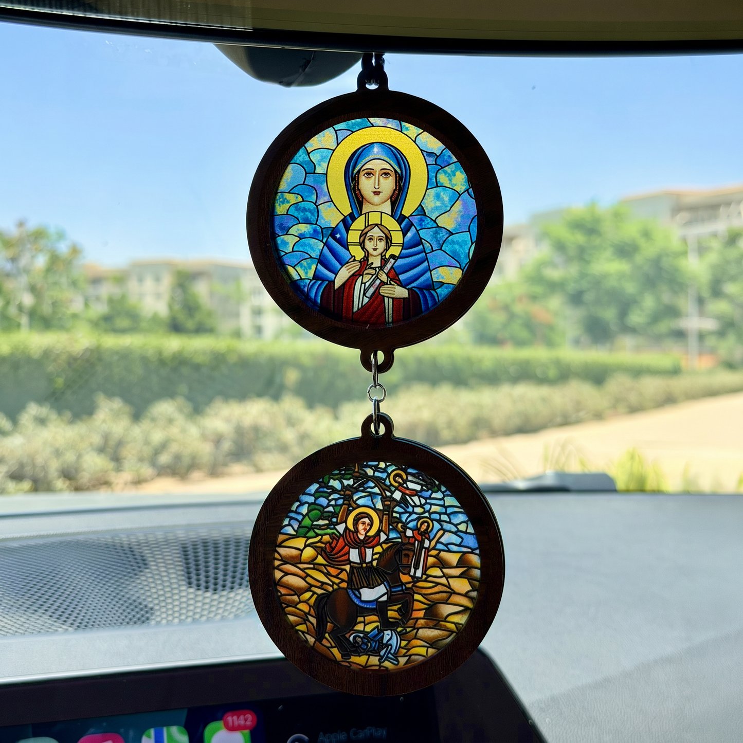 Double Icon Car Pendant