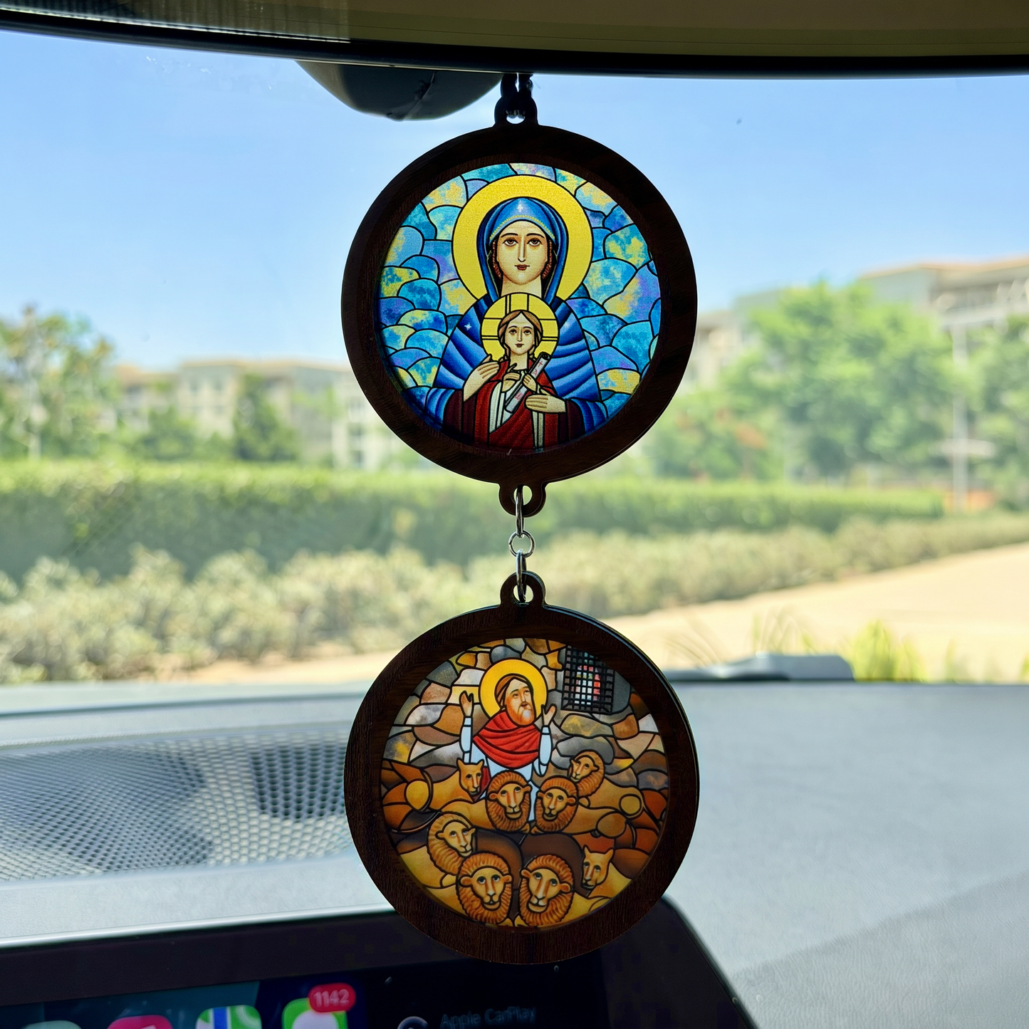 Double Icon Car Pendant