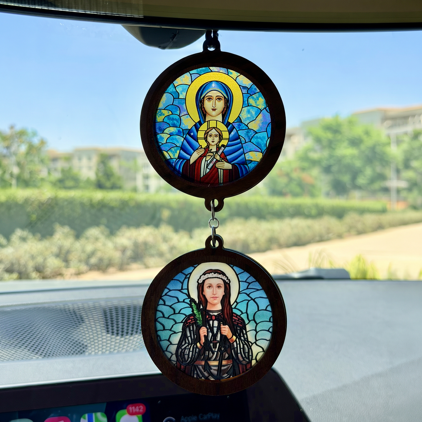 Double Icon Car Pendant