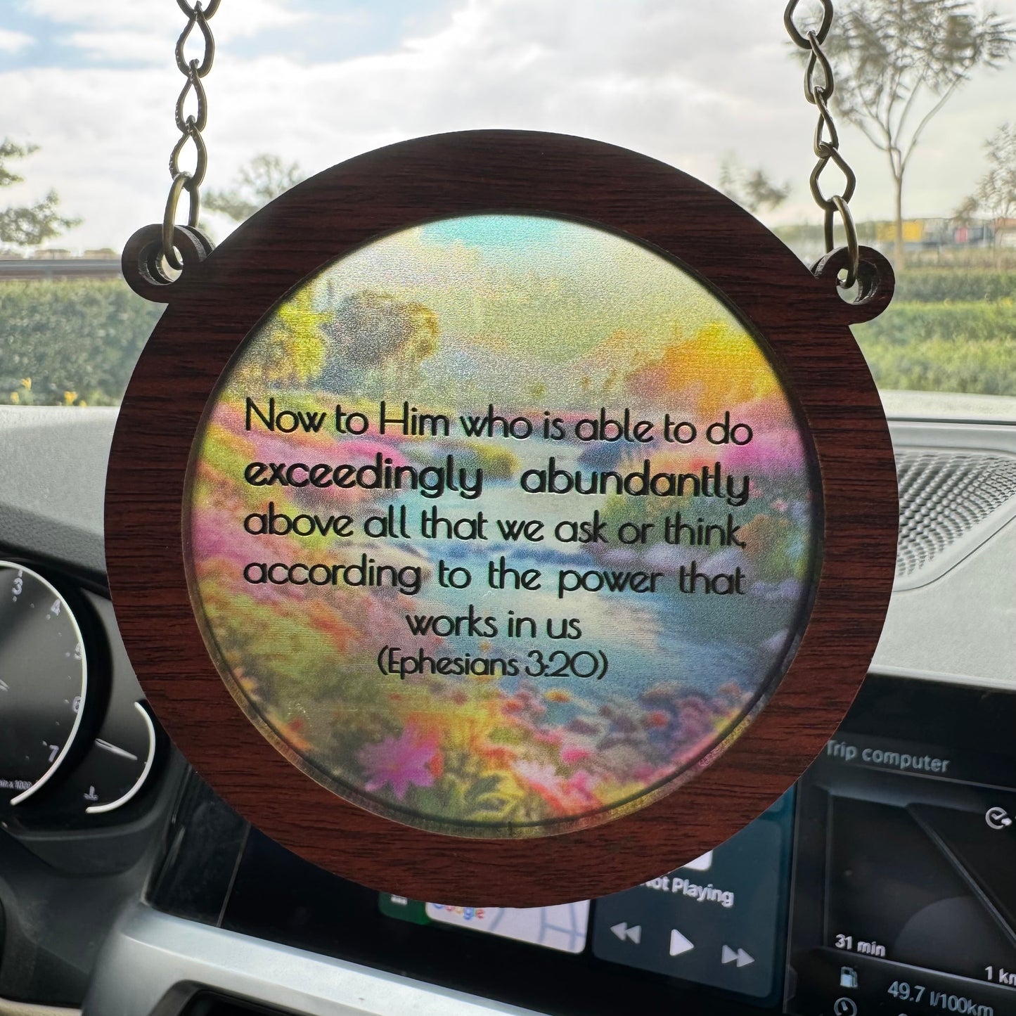 Now to Him who is able to do exceedingly abundantly above all that we ask or think - Car Pendant