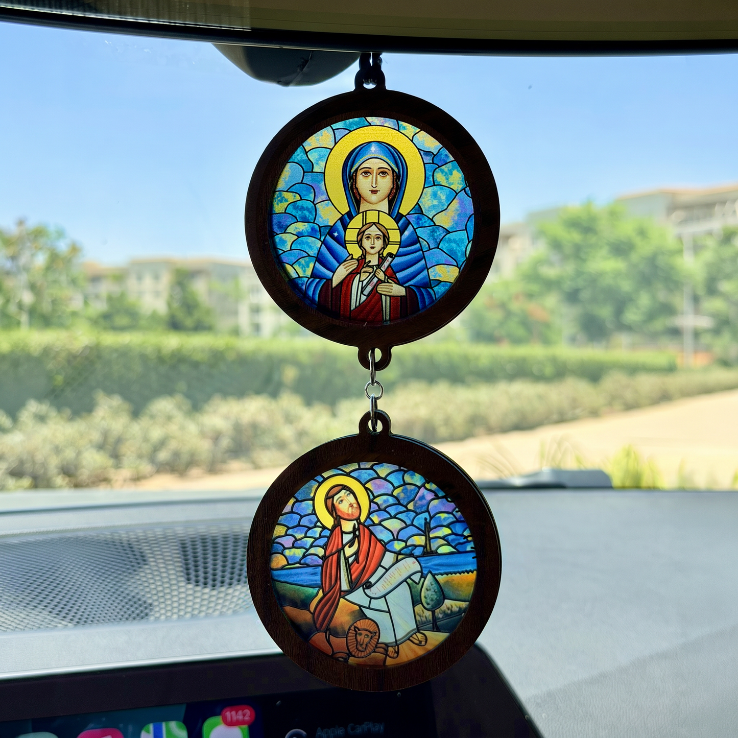 Double Icon Car Pendant