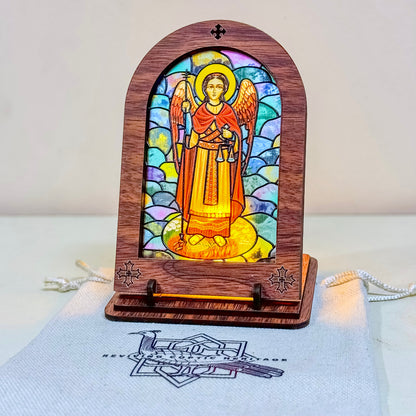 Archangel Michael - Illuminated Embossed Arch Glass