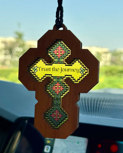 (Customizable) Iota Cross - Embossed Car Pendant