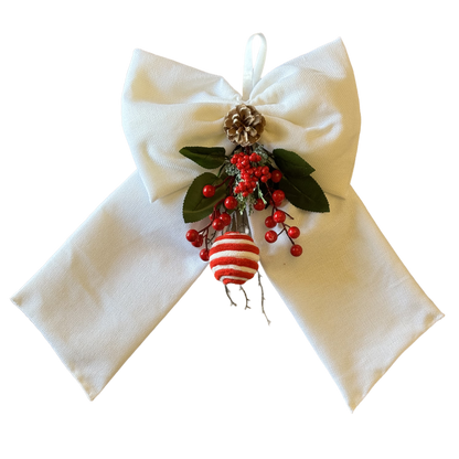 Handmade White Christmas Ribbon - Ball