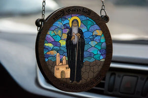 St. Moses the Black (Italian) - Embossed Circular Glass