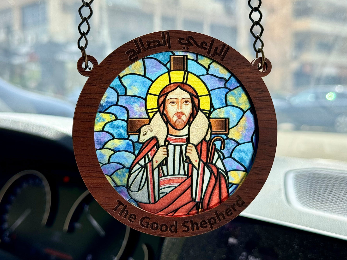 The Good Shepherd - Embossed Circular Glass