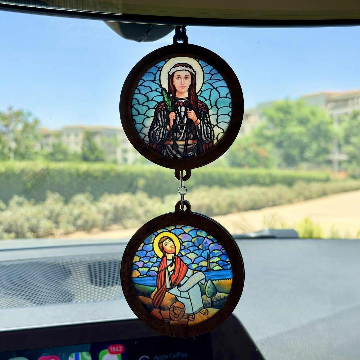 Double Icon Car Pendant