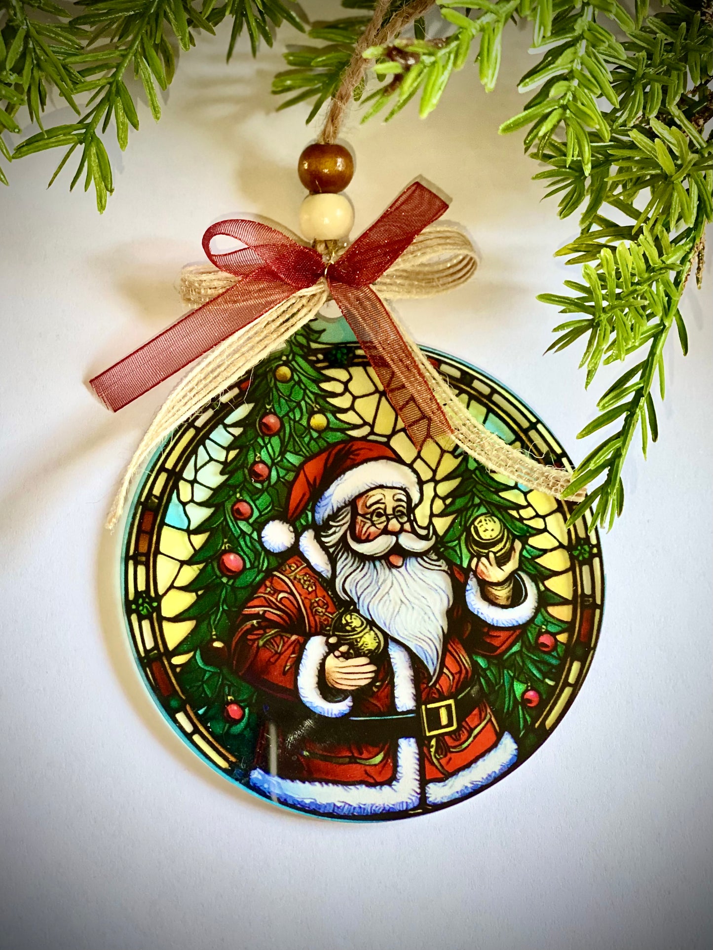 Santa Claus & Tree - Acrylic Ornament