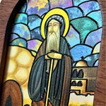 Load image into Gallery viewer, St. Moses the Black - Illuminated Embossed Arch Glass
