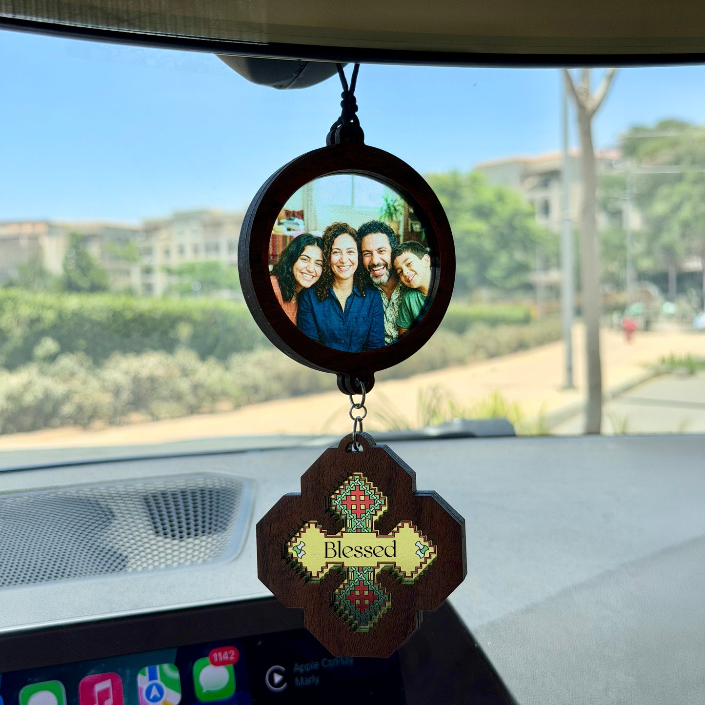 (Customizable) Image & Iota Cross Car Pendant