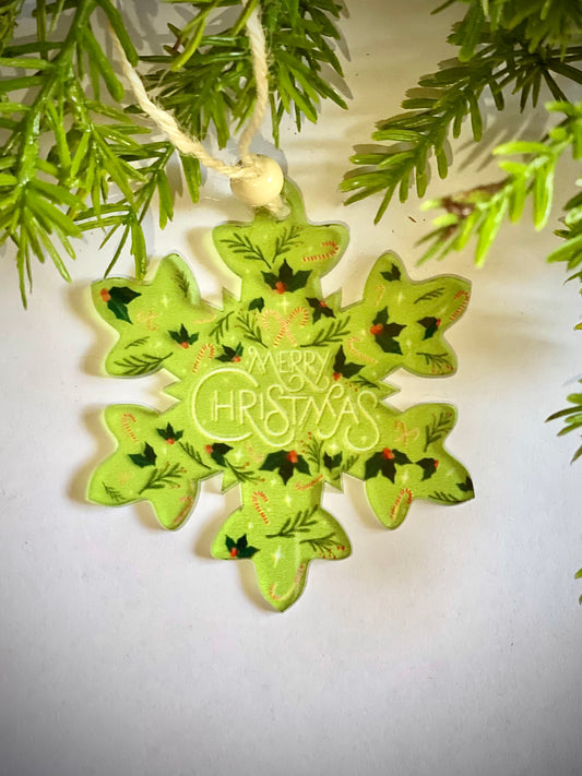 Merry Christmas - Snowflake Acrylic Ornament