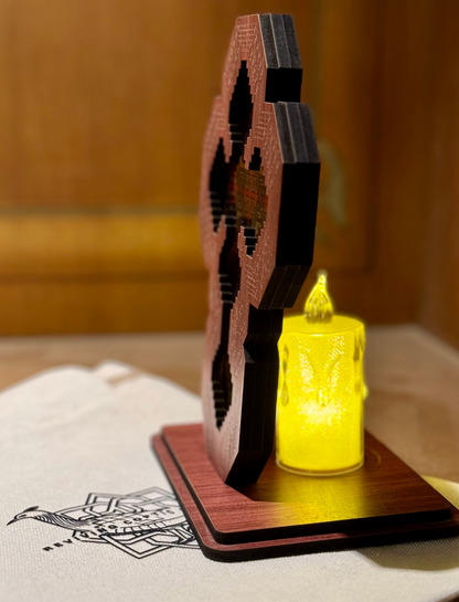 Iota Cross - Illuminated Embossed Cross with Stand
