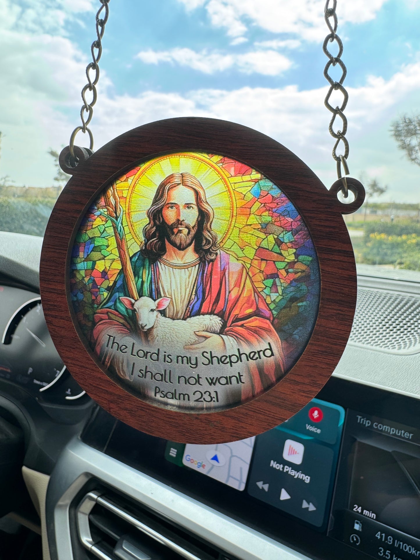 The Lord is my Shepherd I shall not Want - Car Pendant