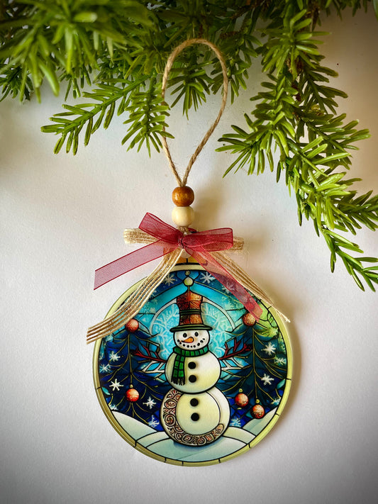 Snowman & Trees - Acrylic Ornament