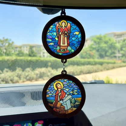Double Icon Car Pendant