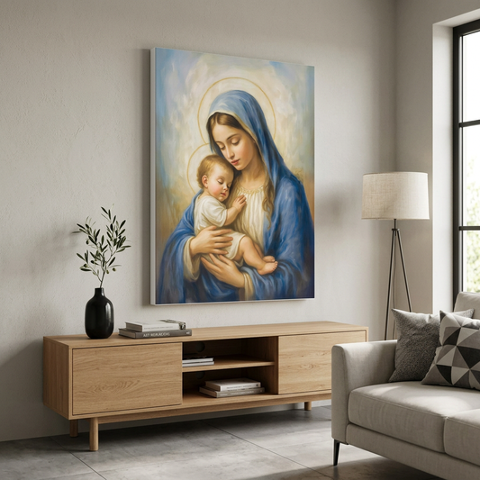 Virgin Mary and Baby Jesus - Modern - Large Canvas