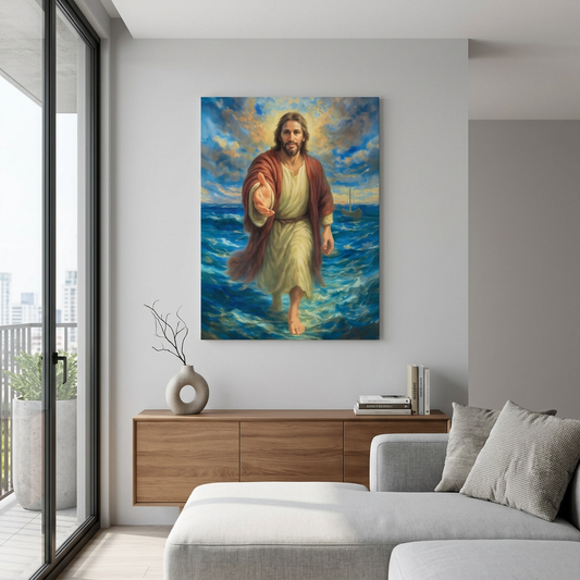 Jesus Walking on Water - Modern - Large Canvas