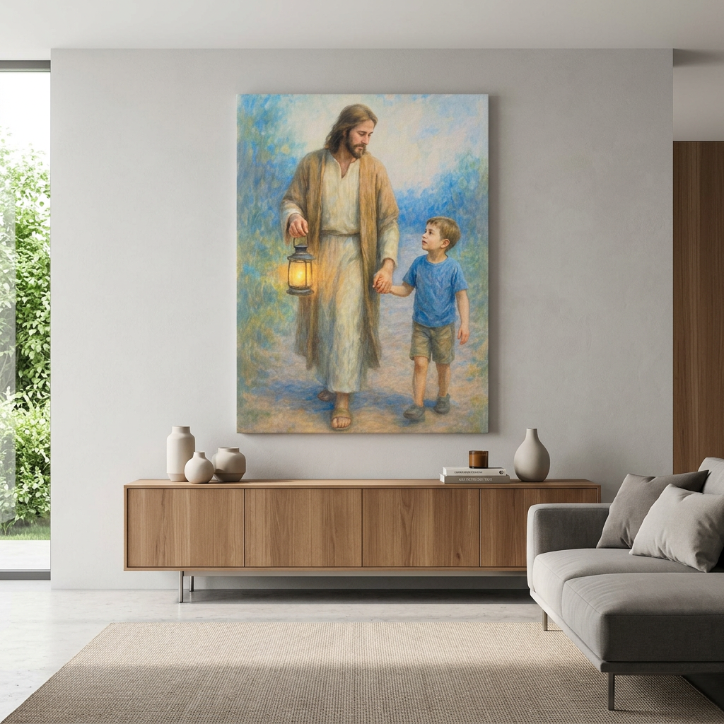 Walking with Jesus - Modern - Large Canvas