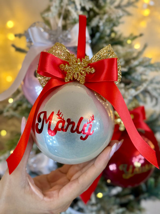 Personalized Christmas Bauble - Pearl