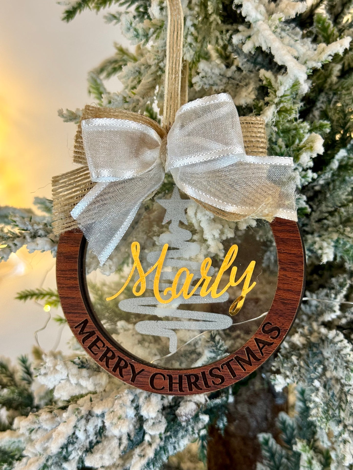 Personalized Frosted Glass Christmas Ornament – Christmas Tree Design