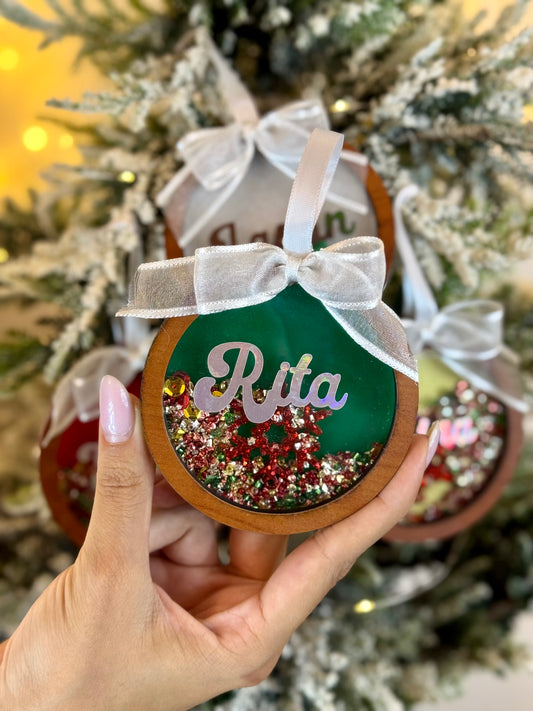 Personalized Christmas Shaker Ornament - Green