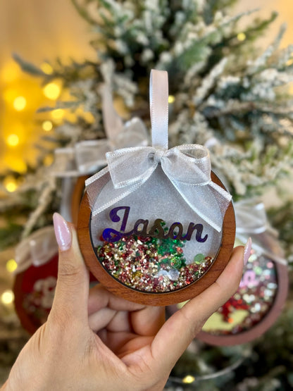 Personalized Christmas Shaker Ornament - Silver