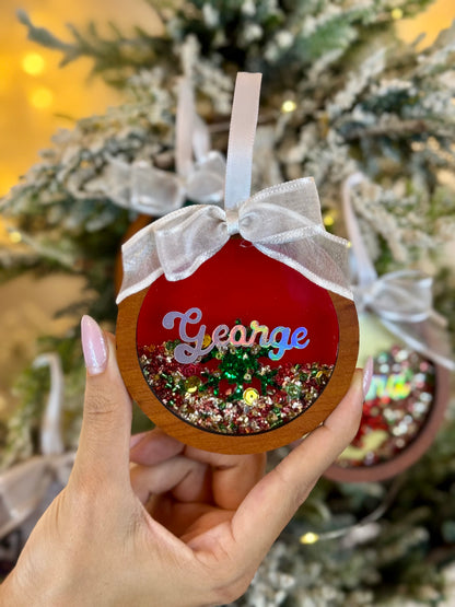 Personalized Christmas Shaker Ornament - Red