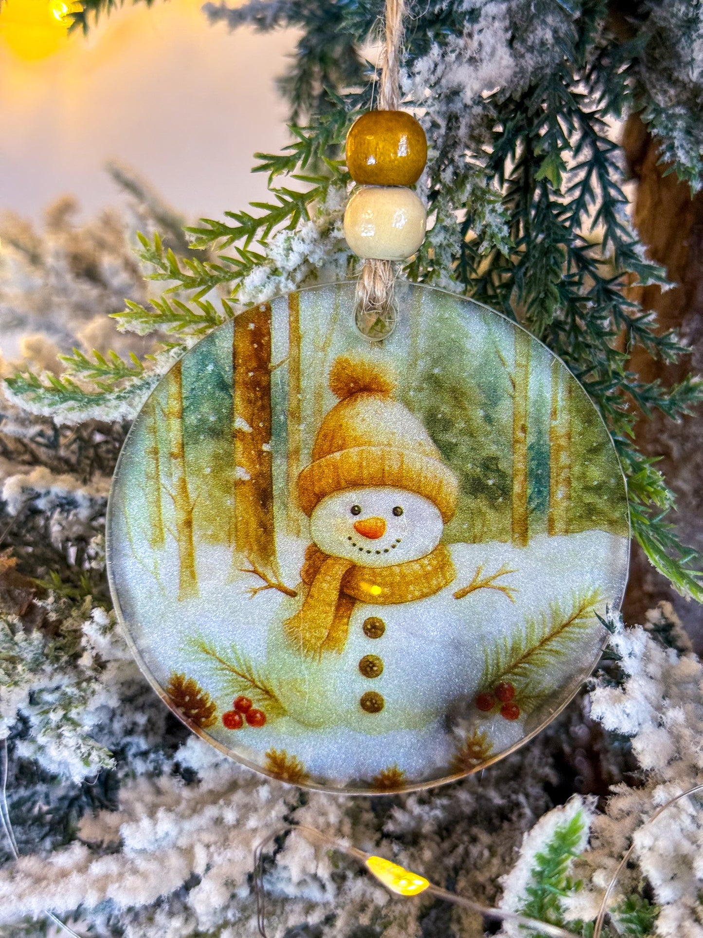 Cozy Snowman - Acrylic Ornament