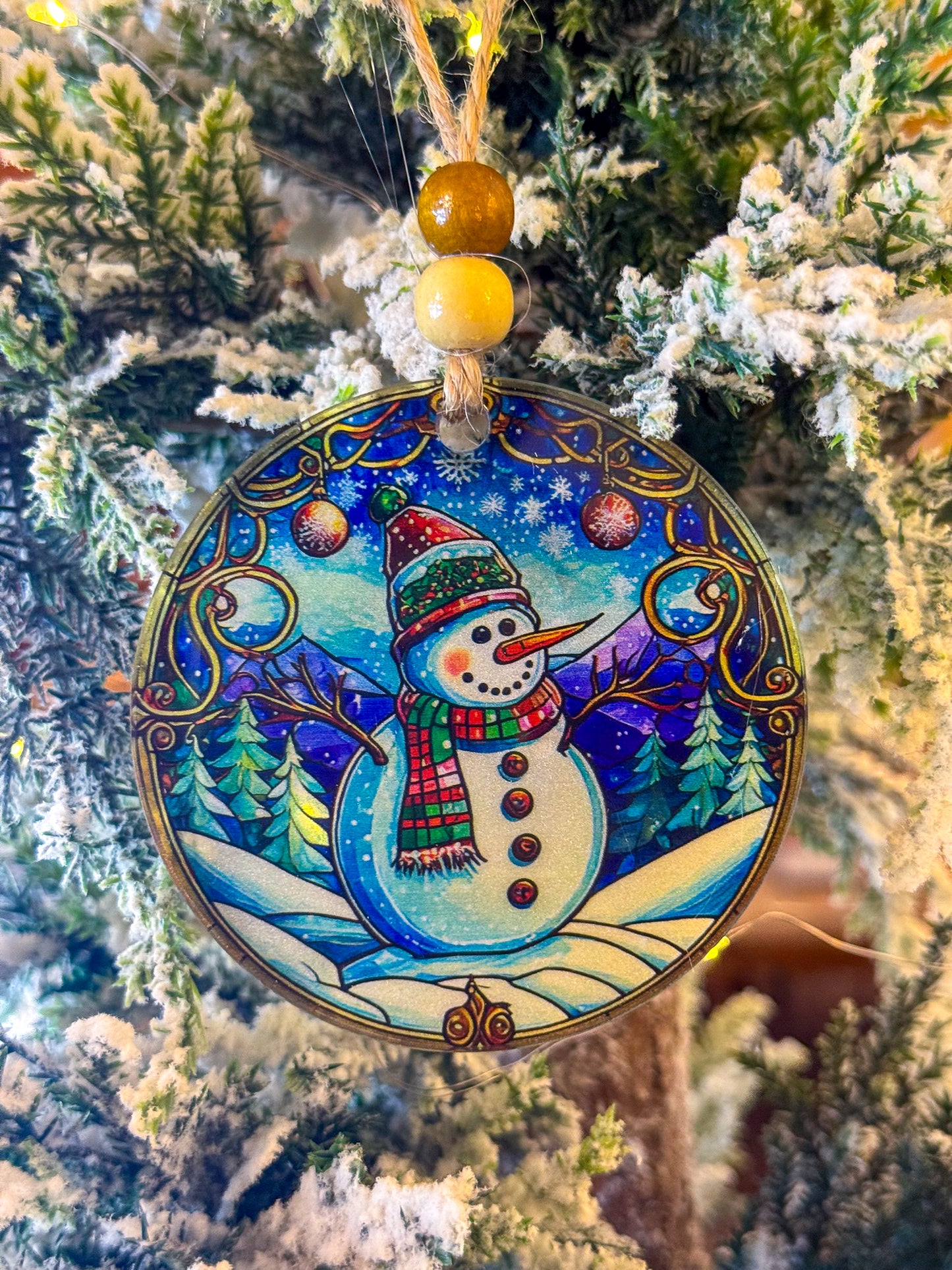 Stained Snowman - Acrylic Ornament