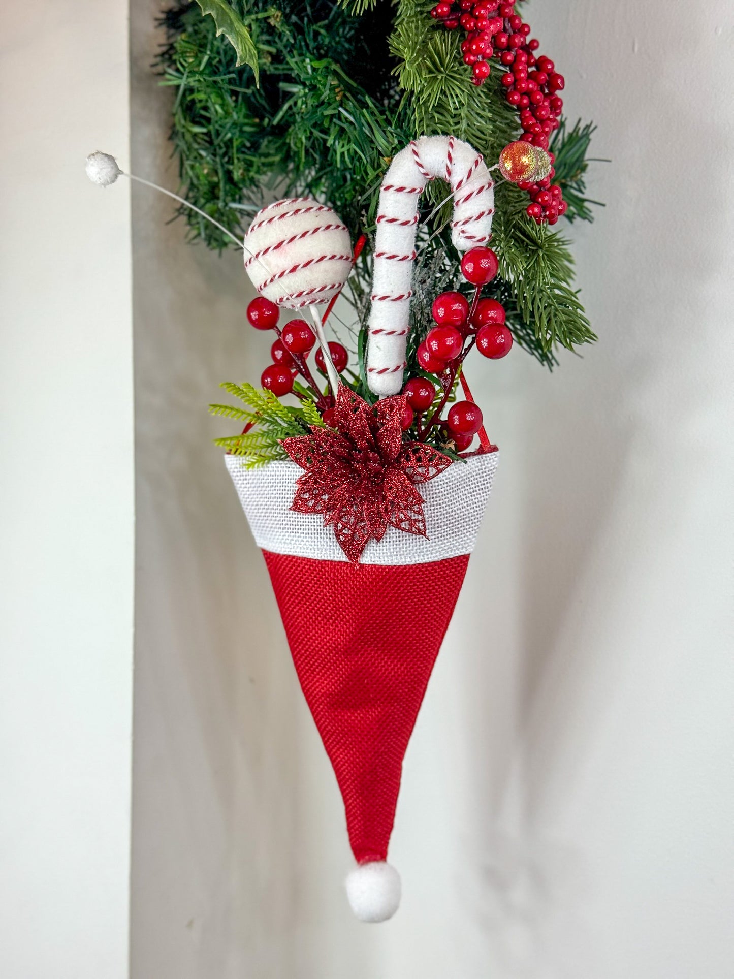 Handmade Hangable Mini Santa Hat Christmas Cone Decoration
