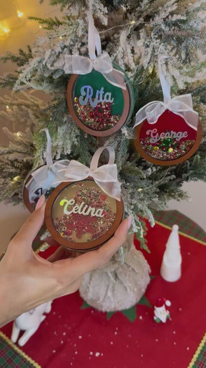 Personalized Christmas Shaker Ornament - Red